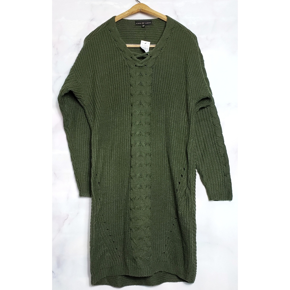 ❌SOLD❌Knit Tunic Dress Olive 1X - Picture 3 of 5